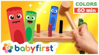 Toddler Learning Video | COLOR CREW MAGIC - Pounding Pegs & Cat Pencil Holder + | DIY | BabyFirst TV
