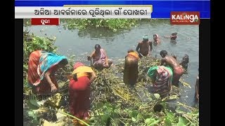 Puri: Women of Delanga block village clean abandoned pond to keep environment clean | Kalinga TV