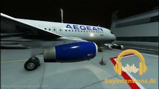 Night flight from Santorini island to Iraklio Crete using Sayintentions.AI ATC