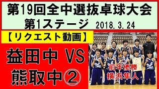 【卓球】益田中VS熊取中② 第19回全国中学選抜卓球大会2018(第1ステージ)