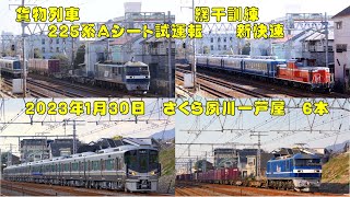 【網干訓練・貨物列車・225系Aシート試運転】さくら夙川〜芦屋　6本【2023年1月30日】