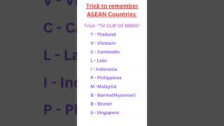 Trick to remember ASEAN Countries !!