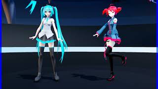 MMD、ミク、テト、計２人、で、メズマライザー