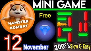 12 November 💎🔑🐹 Puzzle Trick: P2E Hamster Kombat key MiniGame Solved, slow step by step! 🎮