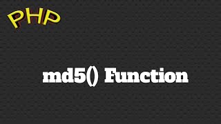 Md5 function in php,string encryption function