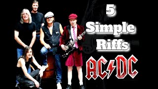 AC/DC | 5 Simple Riffs for Beginner Guitar | Steve Stine Guitar Lesson