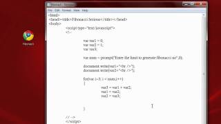 Generating Fibonacci Series using JavaScript Code