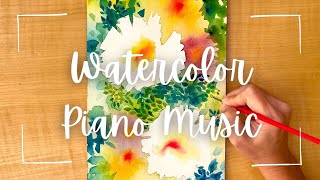 Watercolor Flower Painting and Piano Music