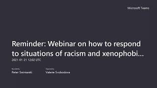 Racism and Xenophobia Webinar 21 Jan 2021