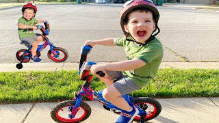 Caleb Learns To Ride a Bike! Family Fun Night Routine For Kids!