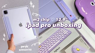 m2 ipad pro 12.9" unboxing 💜 apple pencil 2 + accessories