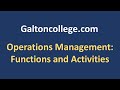 Operations Management: Functions and Activities