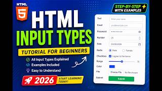 HTML Input Types for beginners 2026 | Master HTML Input with few lines of CSS
