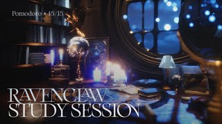 Ravenclaw Library Room at Hogwarts💎Pomodoro 45/15 💙･ﾟ ♡ Cozy Music \u0026 Sounds for Deep Focus 🗝️ 2hrs♥