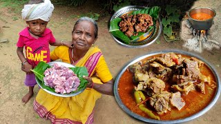 MUTTON curry recipe Village style |Mutton recipe Cooking \u0026 eating Cooking By  santali Grandmother