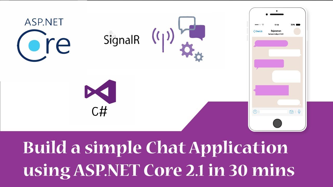 Application chats. Asp net Core MVC with SIGNALR. Asp.net SIGNALR Core. Simple chat. App with .net Tutorial.