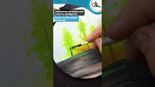 Step by step Acrylic Forest Sunset Painting!