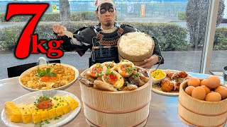 [Big Eating] A huge menu of extra fluffy eggs and a food battle! [egg Cafe] [Samurai Meal]