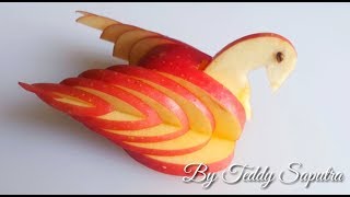 How to make apple swan garnish - fruit carving