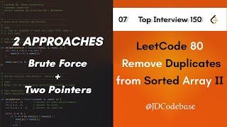 LeetCode 80 – Remove Duplicates from Sorted Array II | LeetCode Top Interview 150 | JS | JDCodebase