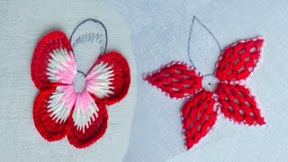 hand embroidery easy amazing two flower design, embroidery for beginners | DIY