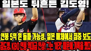 일본도 뒤흔든 김도영! 연봉 5억 원 돌파 가능성, 일본 매체에서 집중 보도! 김도영, KBO 연봉 역대급 인상! 그는 '이것' 때문에 기록을 깼다 #KIA타이거즈 #김도영