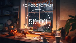 (No Mid-roll ads) 50/10 Pomodoro Timer ★︎ 4-HOUR LATE NIGHT STUDY ★︎ Lofi Focus
