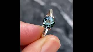 1.24ct round Australian teal sapphire, Sydney jeweller Lizunova Fine Jewels.