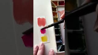 Watercolor color theory! Using the magenta, yellow and cyan color wheel you actually can make red