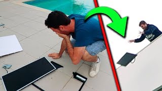 LE TIRO EL MONITOR desde 15 METROS a MI AMIGO y SE ROMPE!!! (SE ENFADA MUCHO) | BROMA PESADA CÁMARA