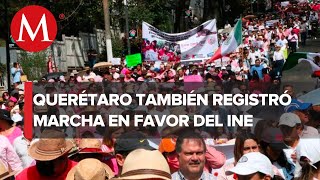 En Querétaro, al menos 10 mil personas marchan en defensa del INE