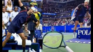 'That's not great' - Nick Kyrgios stuns US Open comment@tor by smashing rackets after loss