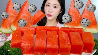 수박이 왔어요📢시원하고 달달한 수박🍉수박 먹방(ft.용과) Watermelon スイカ + スイカパンチ | eating show | mukbang asmr