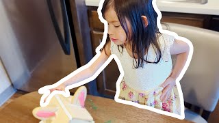 Ava builds Target's Bunny Ears Cookie House for Easter