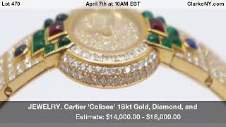 JEWELRY. Cartier 'Colisee' 18kt Gold, Diamond, and