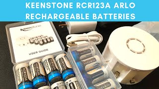 $50 Keenstone Arlo camera rechargeable RCR123A Li-ion batteries 12 pack and charger w/ bonus sleeves