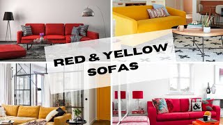 Bright Yellow \u0026 Bold Red Sofa Inspiration  | Home Decor Home Design | And Then There Was Style