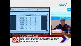 24 Oras: Mga pasok sa magic 12 sa pagka-senador, personal na inendorso ni PDu30 | #Eleksyon2019