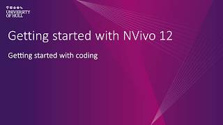 NVivo 12: Getting started with coding
