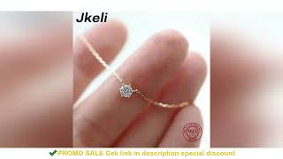 Jkeli 925 Sterling Silver 18k Gold Plated Necklace Single Sparkling Zircon Clavicle Chain for Women