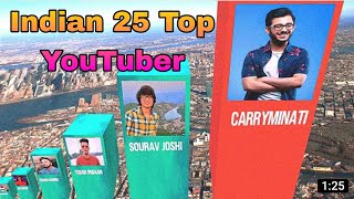 Most Subscribed Youtube Channel 3D Comparison || @CarryMinati@souravjoshivlogs7028