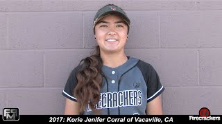 2017 Korie J. Corral - Second Base, Outfield Softball Skills Video - Norcal Firecrackers - Miller