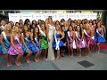 Contestants for Miss Teen USA 2024 pose on the red carpet at Peacock Theatre at L.A. Live