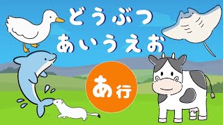 【ひらがな】動物あいうえお『あ行』｜知育動画｜♪鳴き声つき♪｜読み聞かせ☆