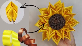 New way to make sunflowers / Everlasting sunflowers tutorial with ribbon 🌻😊