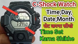 how to set time date in c shock watch | c shock time setting