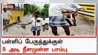 பள்ளிப் பேருந்துக்குள் 8 அடி நீளமுள்ள சாரைப் பாம்பு