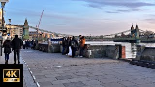 [4K] London Thames Path Walk Chiswick to Hammersmith Bridge | Relaxing Winter Walking Tour 2024