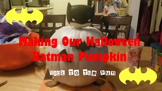 Making Our Halloween Batman Pumpkin