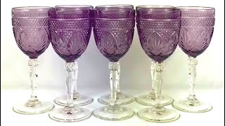 Arcoroc Luminarc Set of 8 Cristal d Arques Amethyst Wine Goblets Glasses 8 Oz